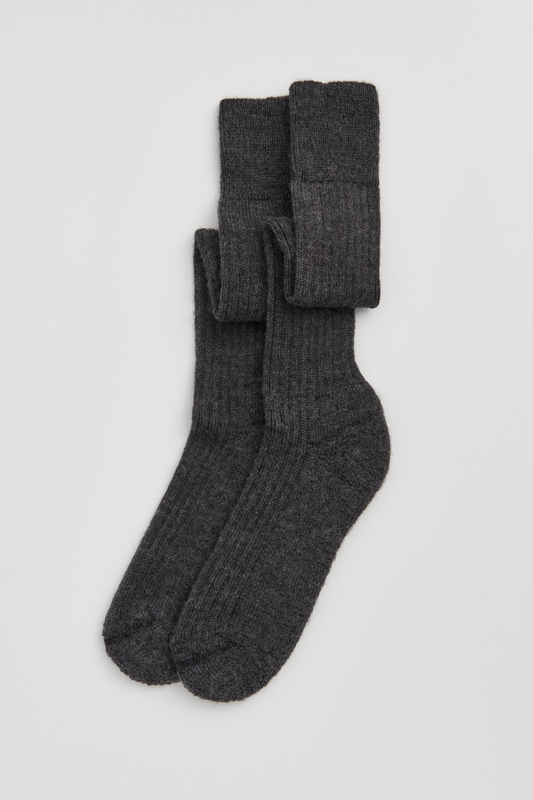 Storm Grey Wool Knee High Socks