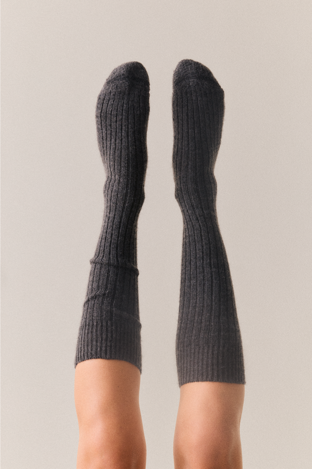 Storm Grey Wool Knee High Socks