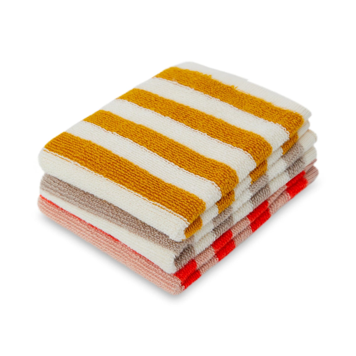 Resusable & Eco-Friendly Terry Washcloths in Striped Citrus