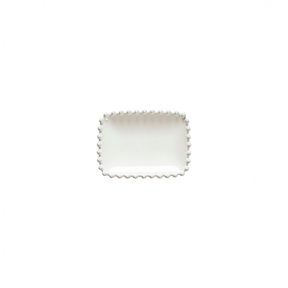 The Every Space white, fine stoneware soapdish with pearl style edging detail for your bath or wash hand basin, by Costa Nova