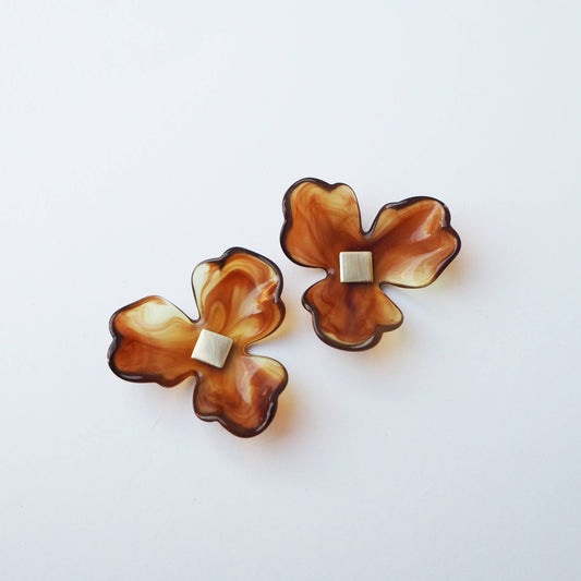 Maxi Bloom Floral Earrings in Ochre