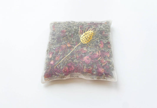 Seed Motif Silk Gold Lavender and Rose Bag