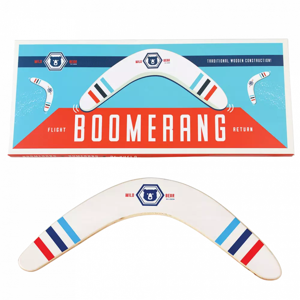 Wild Bear Wooden Boomerang
