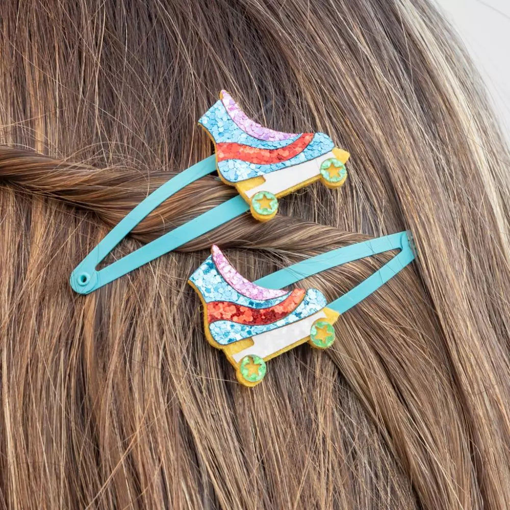 Roller Skate Glitter Hairclips (set of 2)