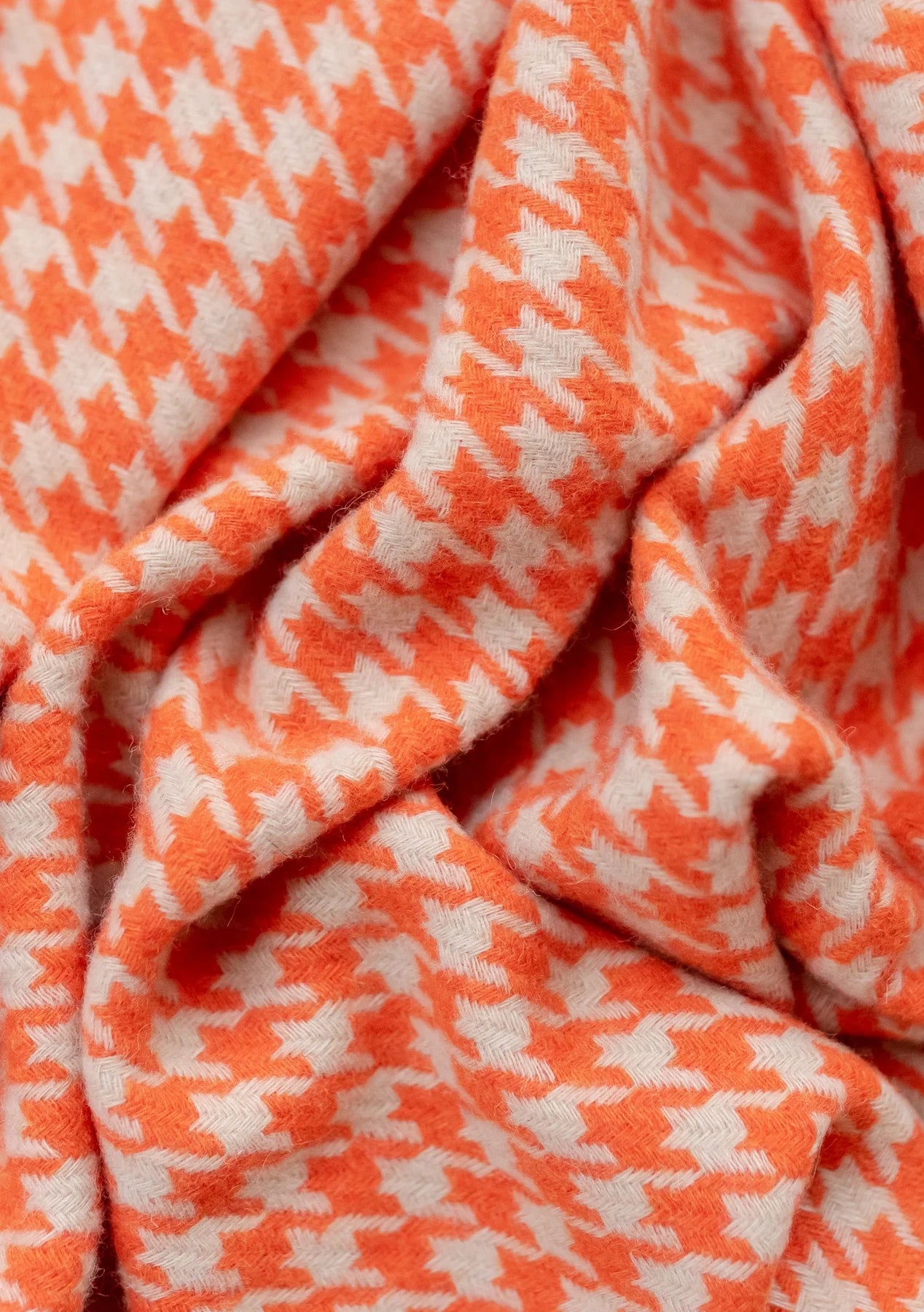 Lambswool Blanket in Orange Houndstooth