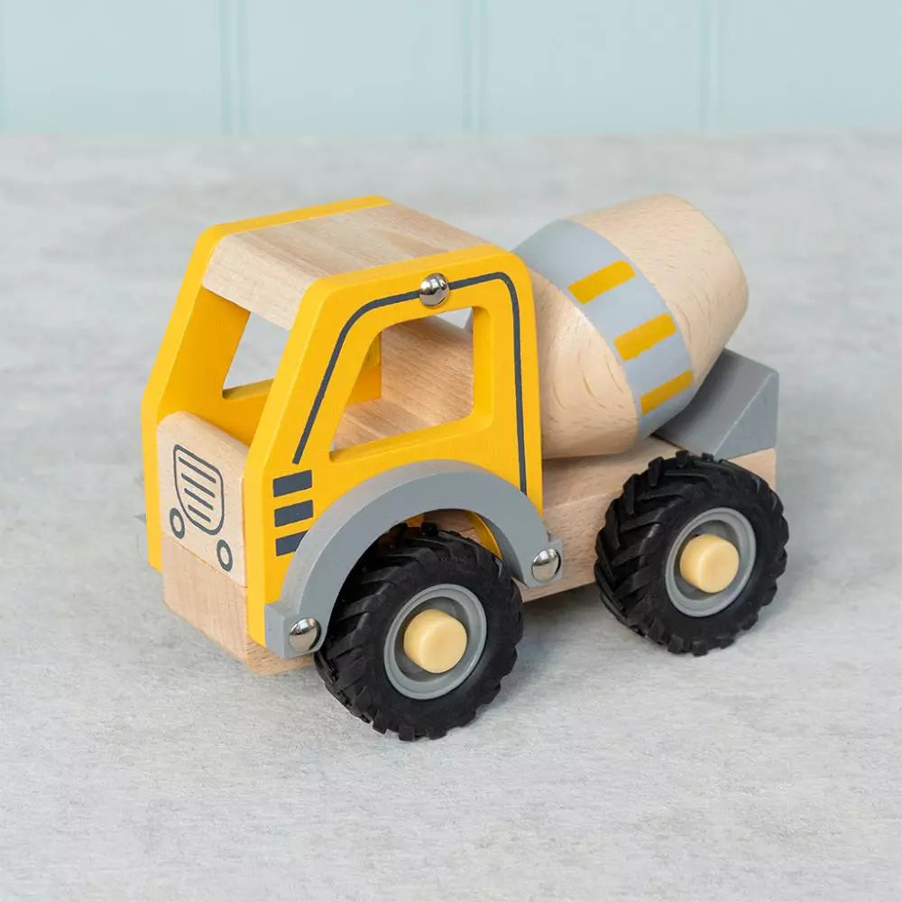 Wooden Push Along Vehicle Toy | Yellow Cement Mixer