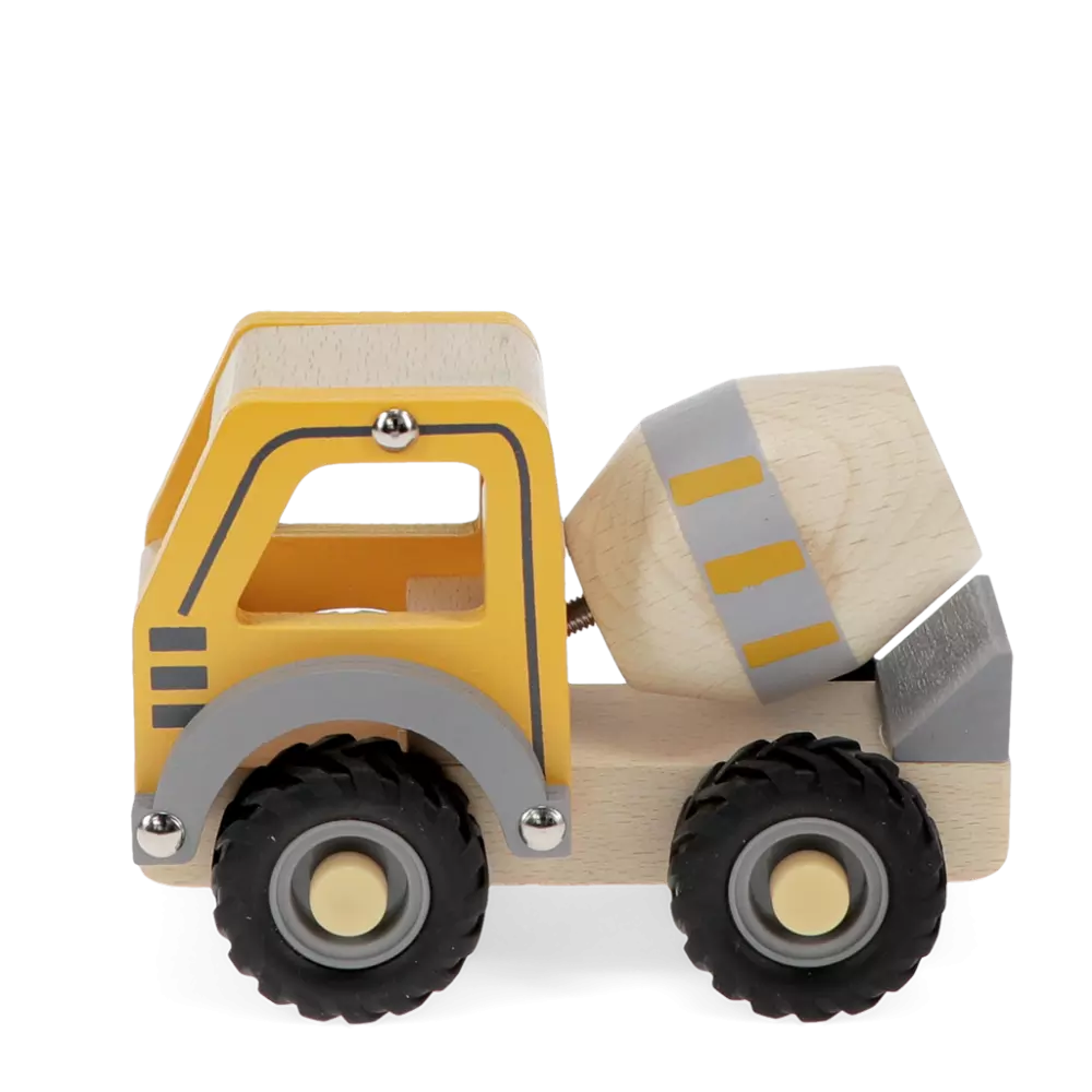 Wooden Push Along Vehicle Toy | Yellow Cement Mixer