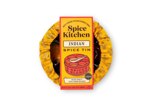 Indian Spice Tin with 9 Spice and Silk Sari Wrap