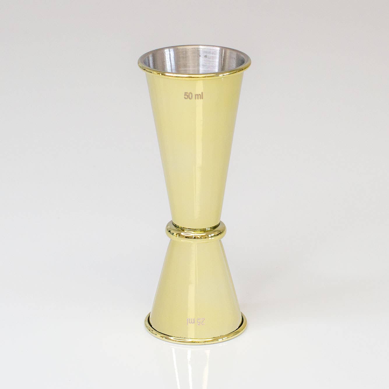 Single and double measure gold coloured cocktail jigger by Uberstar