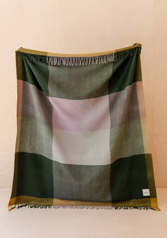 Recycled Wool Blanket | Green Frame Check
