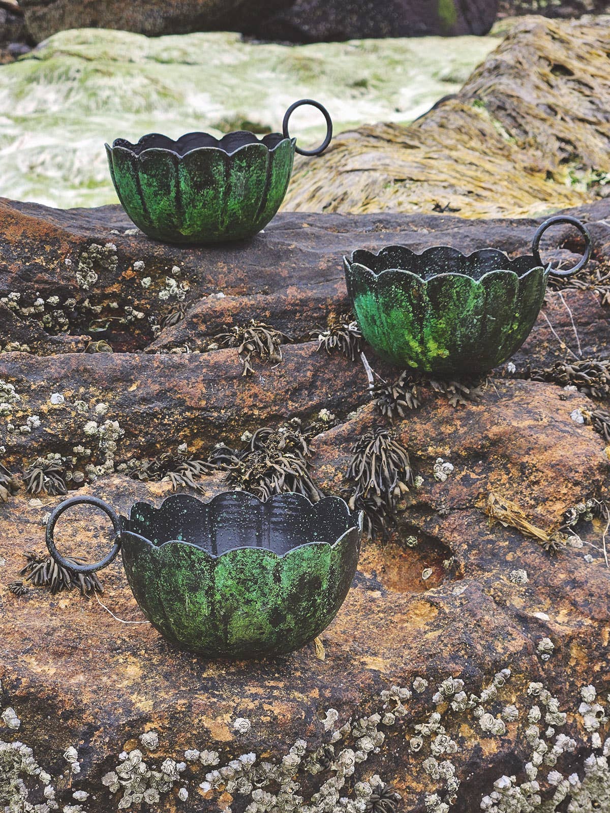 Vintage Moss Candle Holder | Scallop Design