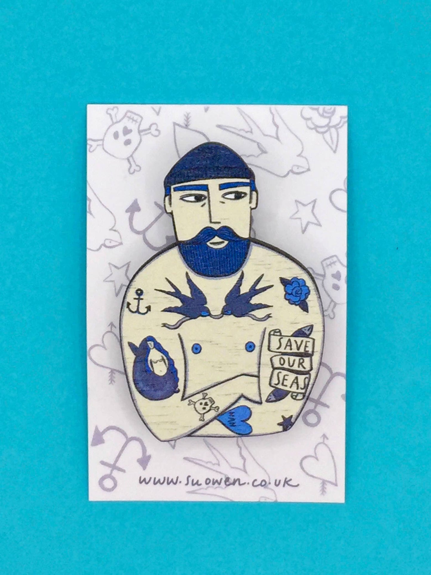 Nautical Tattooed Sailor Pin Brooch