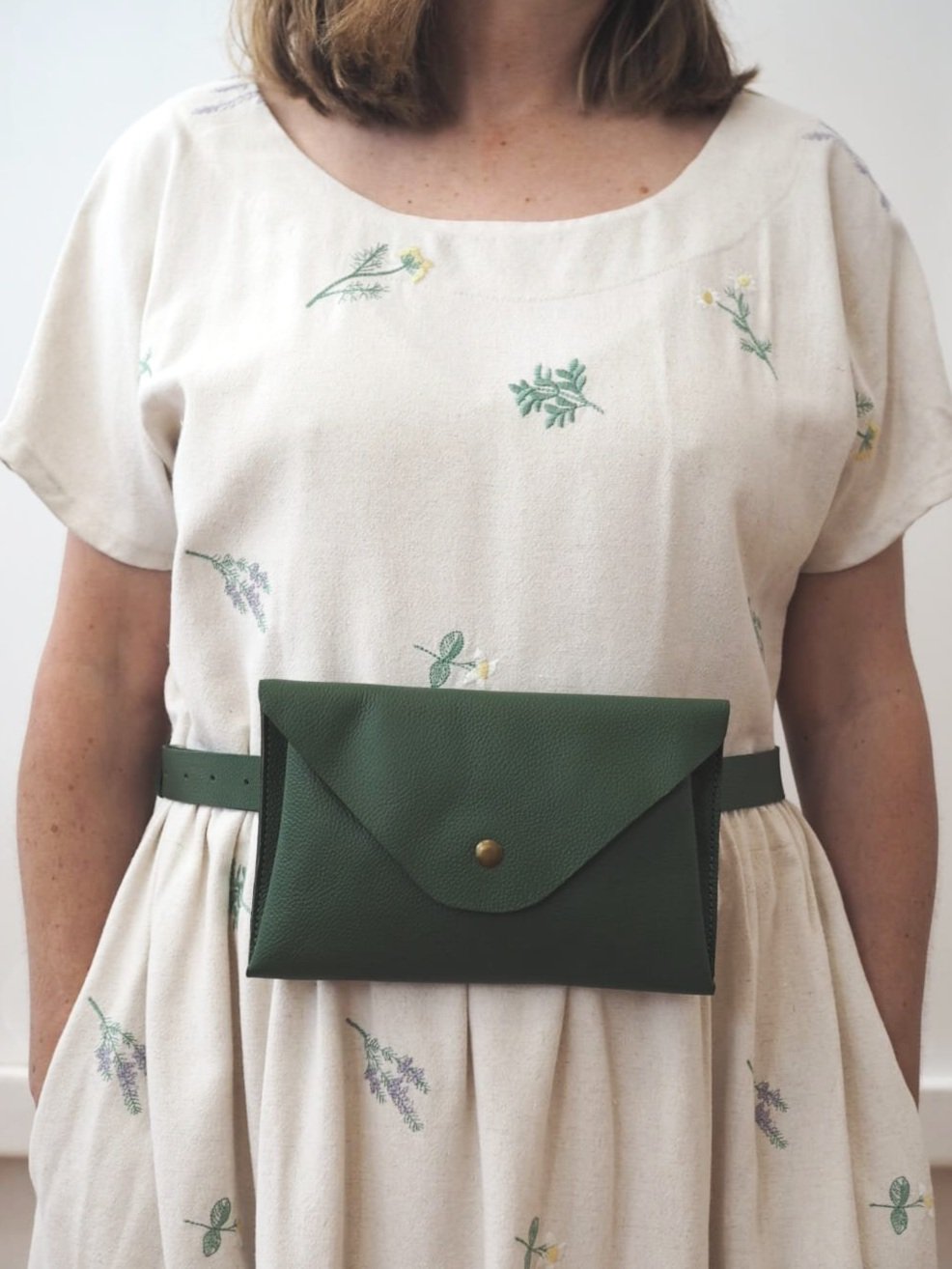 'Betty' Belt Bag in Green Leather