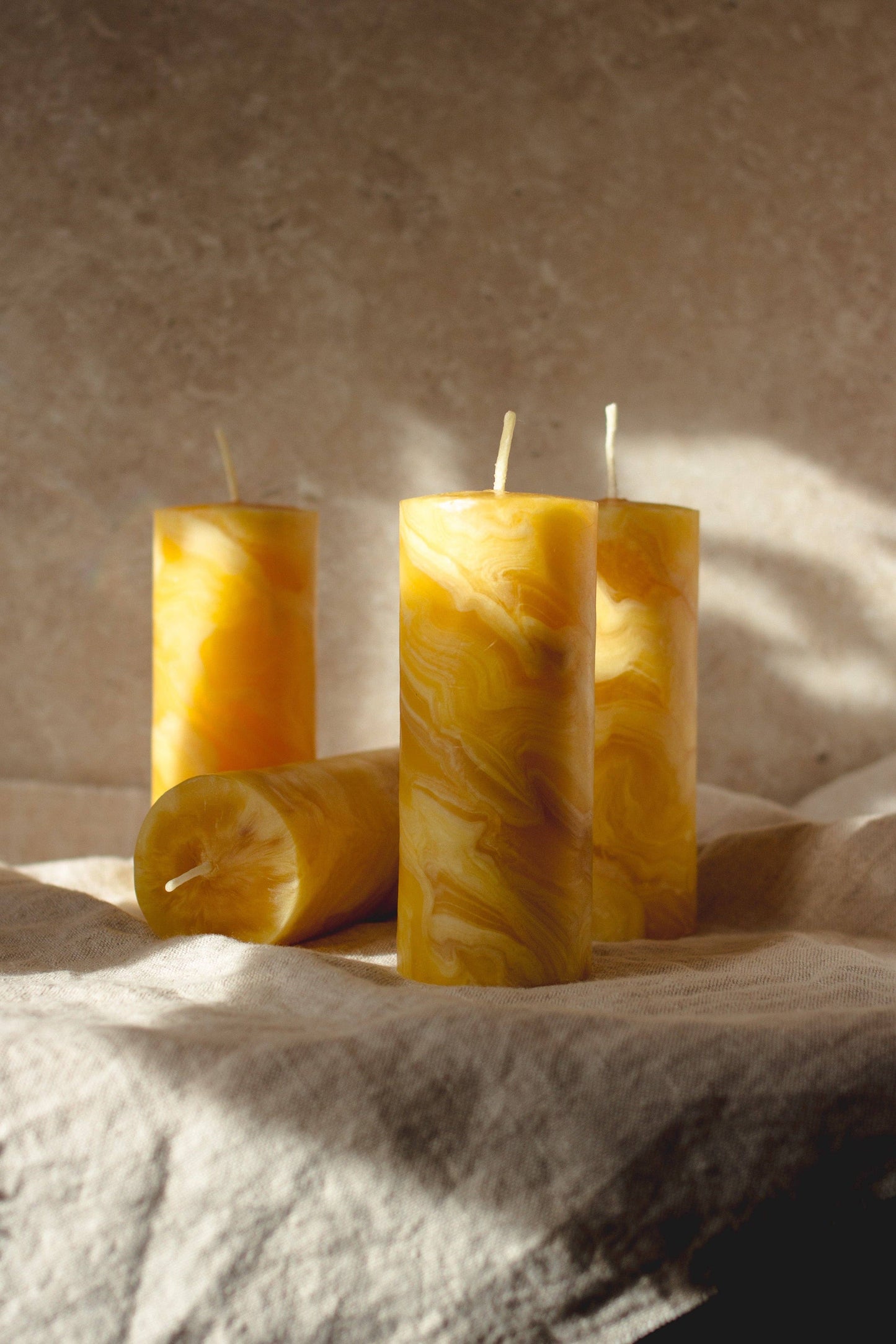 Marbled Beeswax Candles - Set of 2