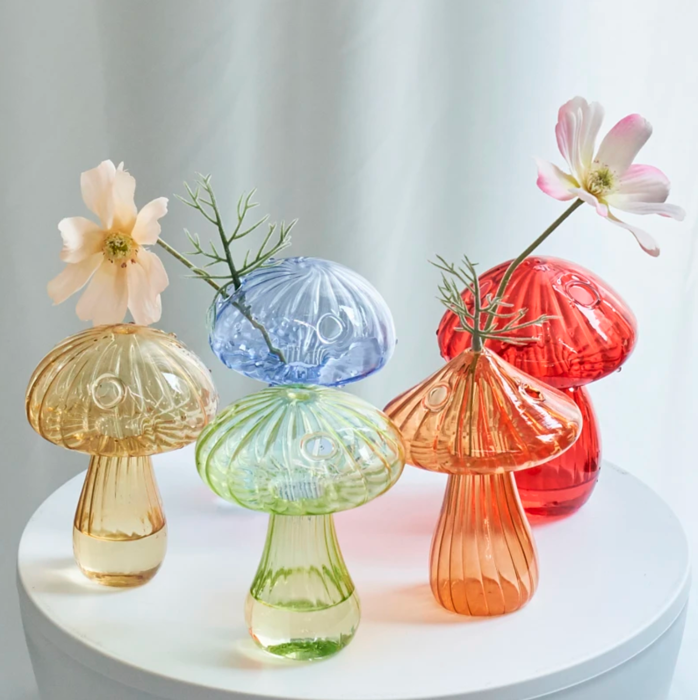 Mini Glass Mushroom Bud Vase: Yellow