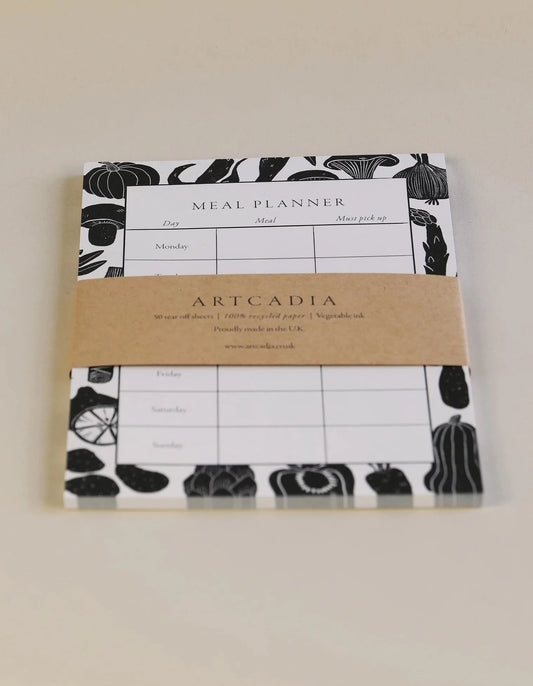 The Every Space A5, meal planner notepad with50 tear off sheets, printed in the UK on 120gsm 100% recycled paper, by Artcadia