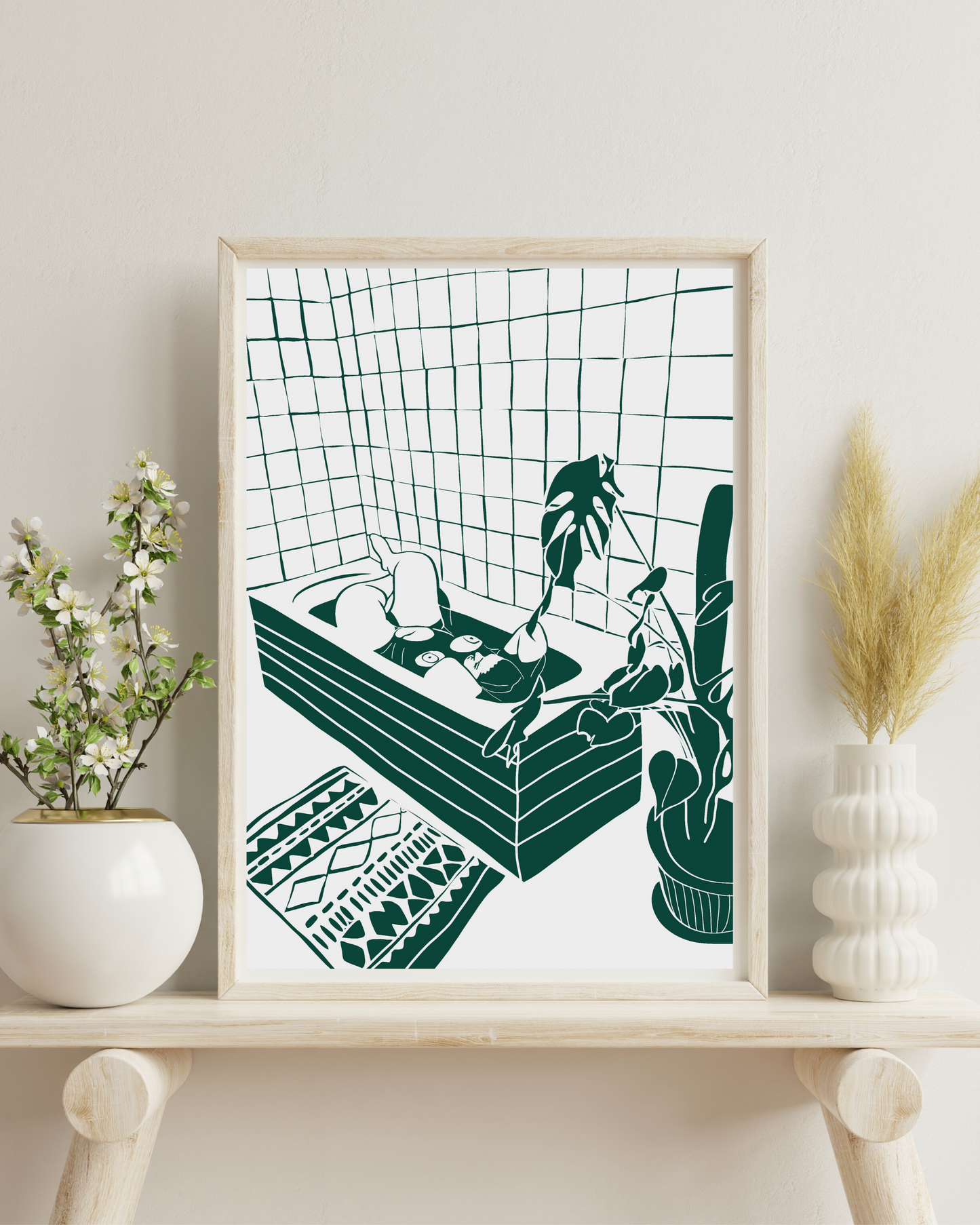 The Every Space 'Bath Babe V1' A4 print in green by Babes and Botanicals