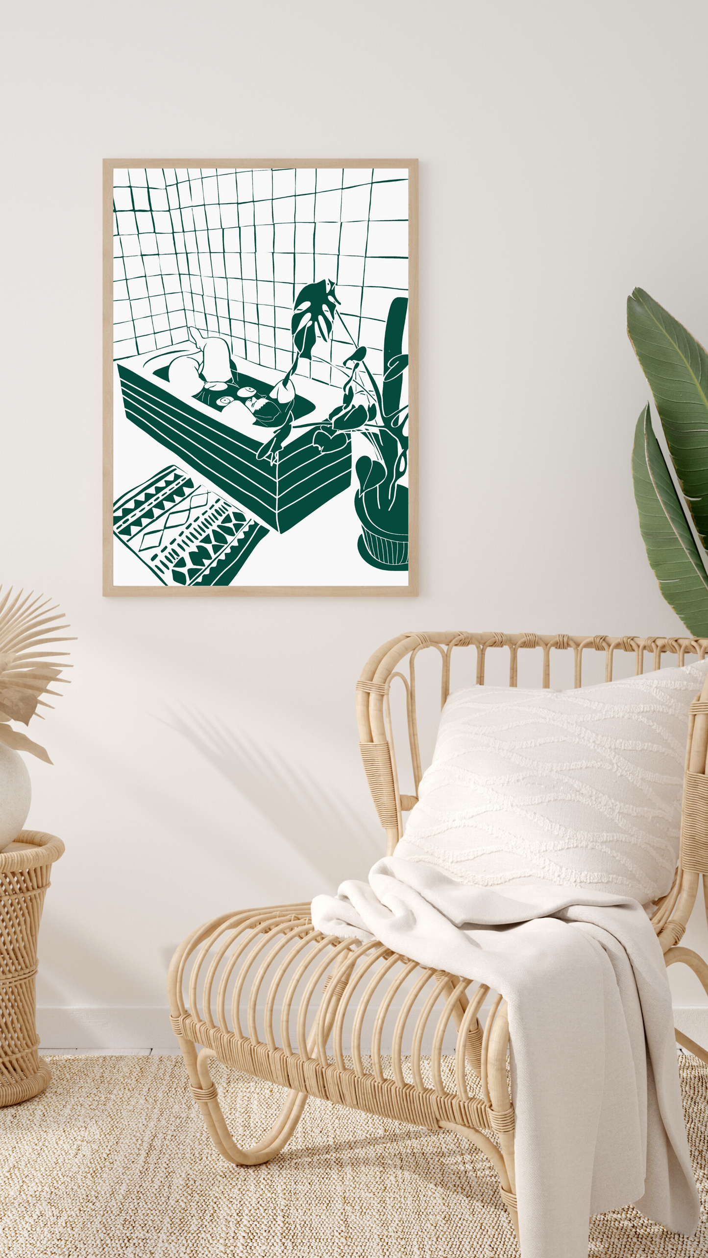 The Every Space Bath Babe v1 A3 print in green by Babes and Botanicals