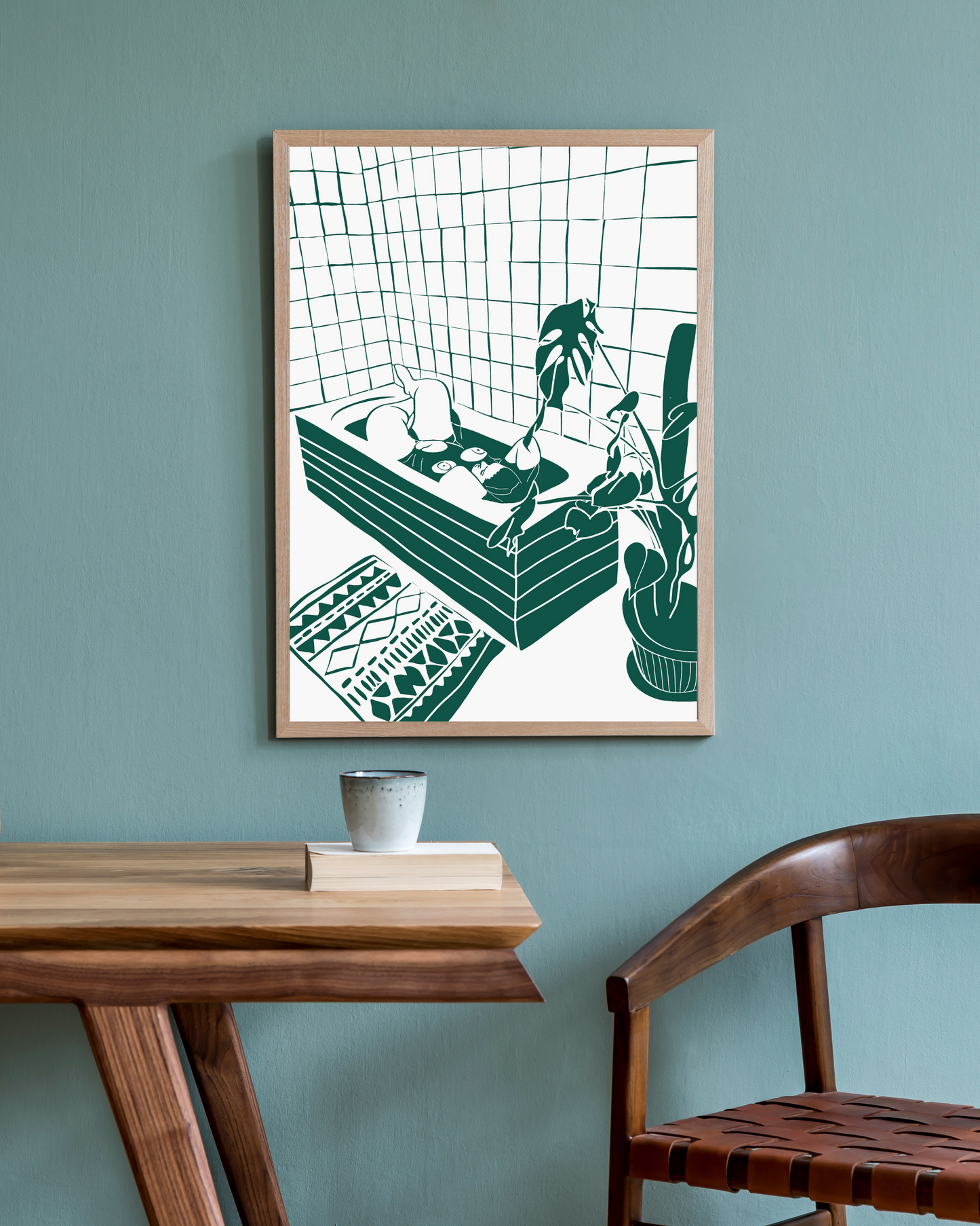 The Every Space Bath Babe v1 A3 print in green by Babes and Botanicals