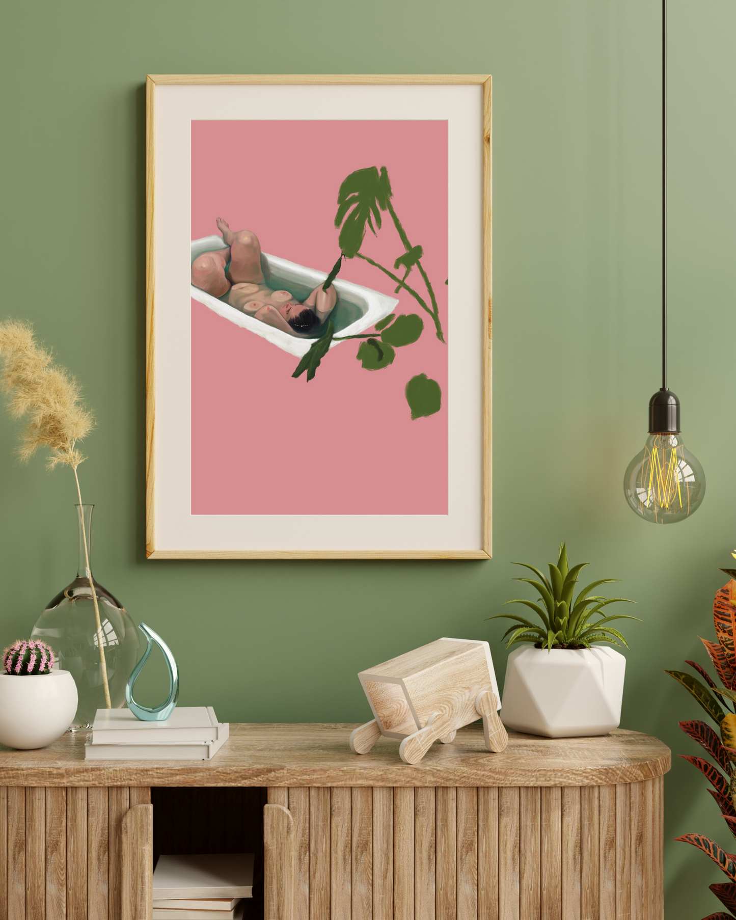 The Every Space Bath Babe v2 A3 print in pink by Babes and Botanicals