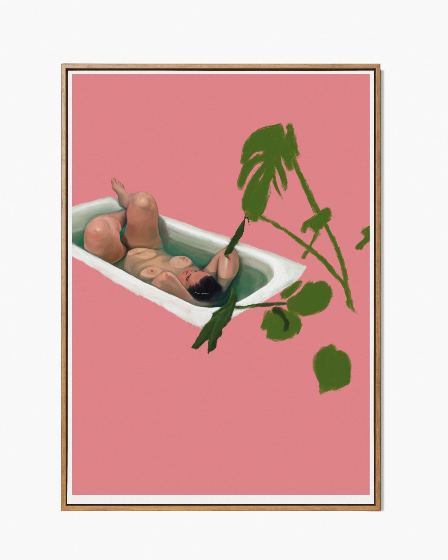 The Every Space Bath Babe v2 A4 or A3 print in pink by Babes and Botanicals