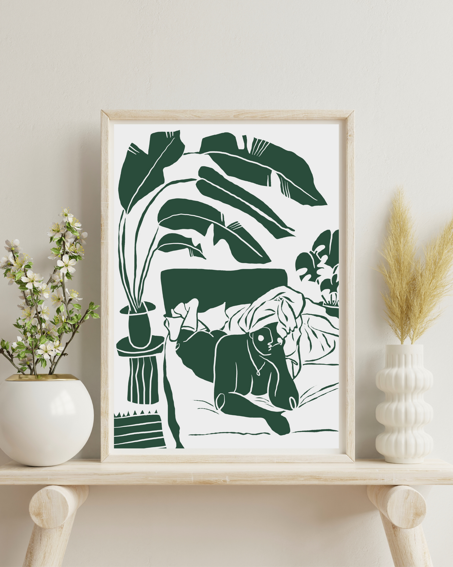 The Every Space Bed Babe A4 print in green by Babes and Botanicals