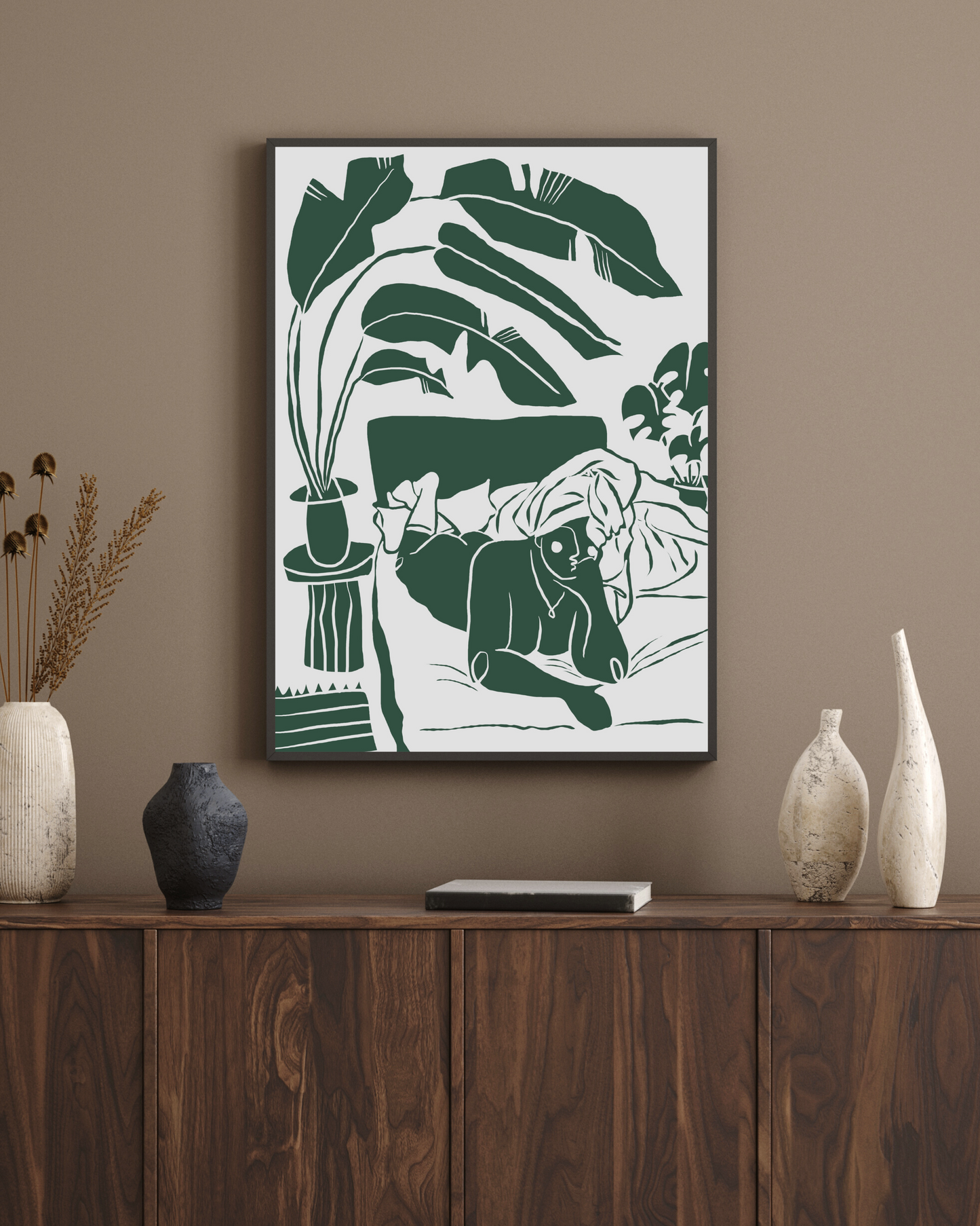 The Every Space Bed Babe A3 print in green by Babes and Botanicals