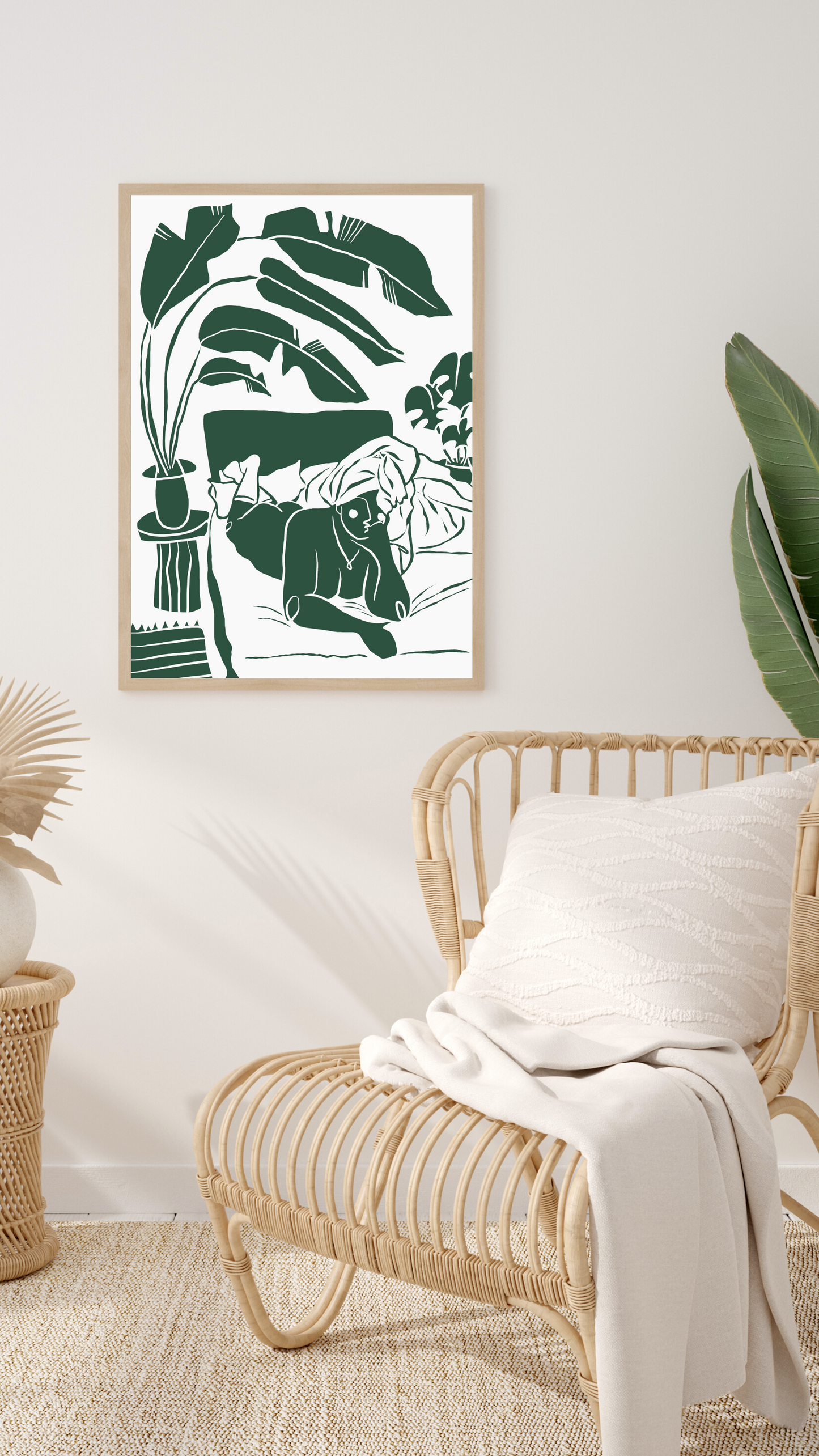 The Every Space Bed Babe A3 print in green by Babes and Botanicals