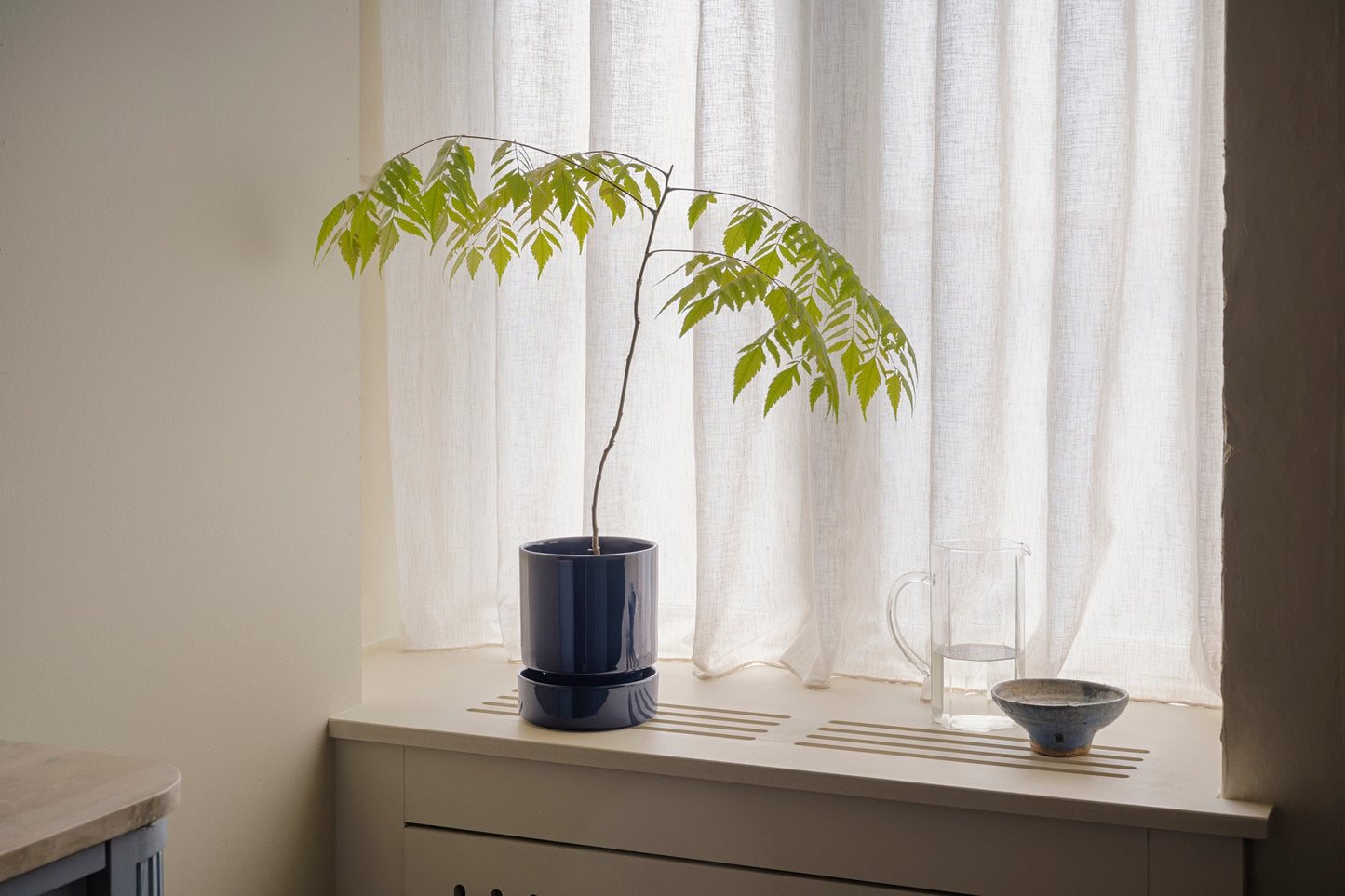 Hoff Indoor Pot & Saucer | Glazed Sapphire Blue