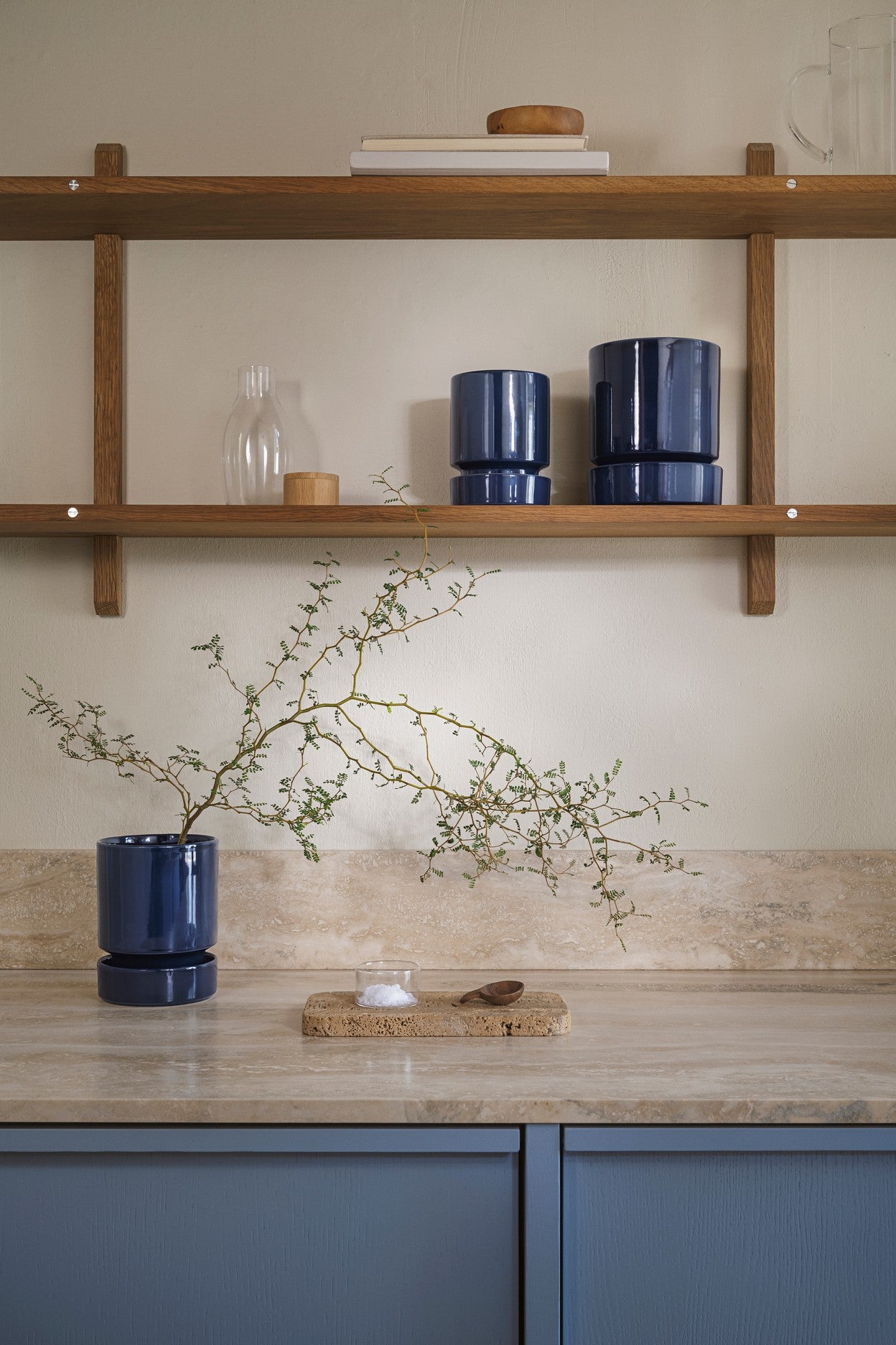 Hoff Indoor Pot & Saucer | Glazed Sapphire Blue