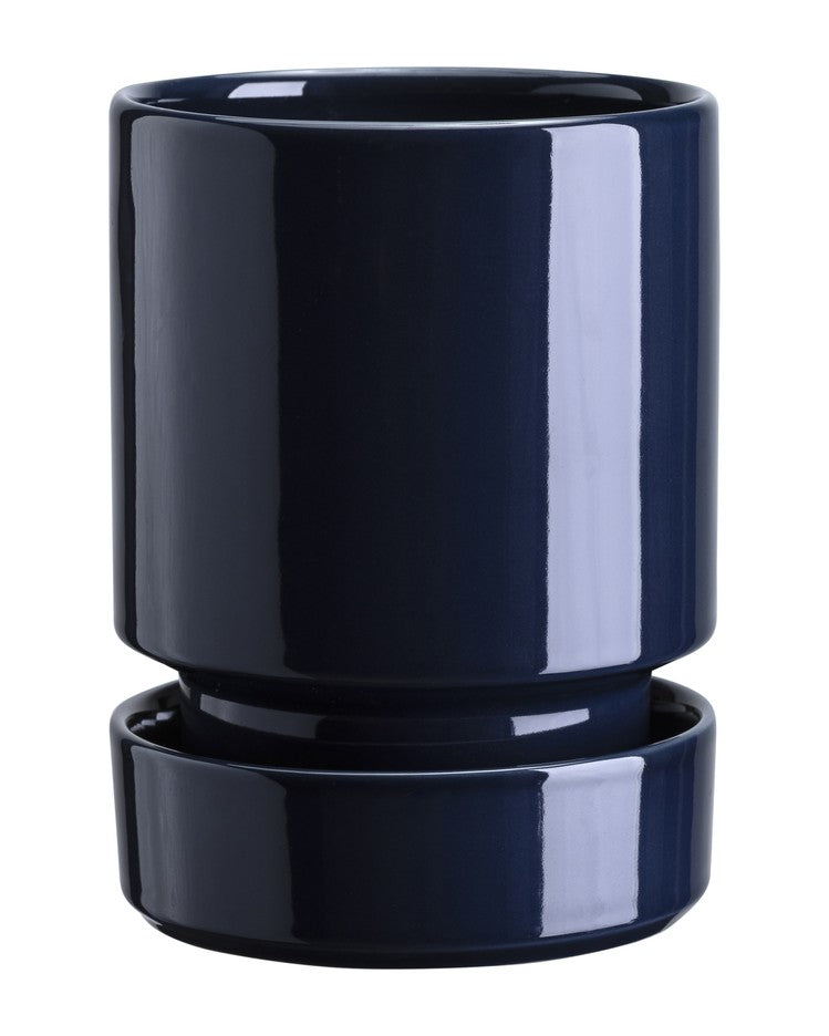 Hoff Indoor Pot & Saucer | Glazed Sapphire Blue