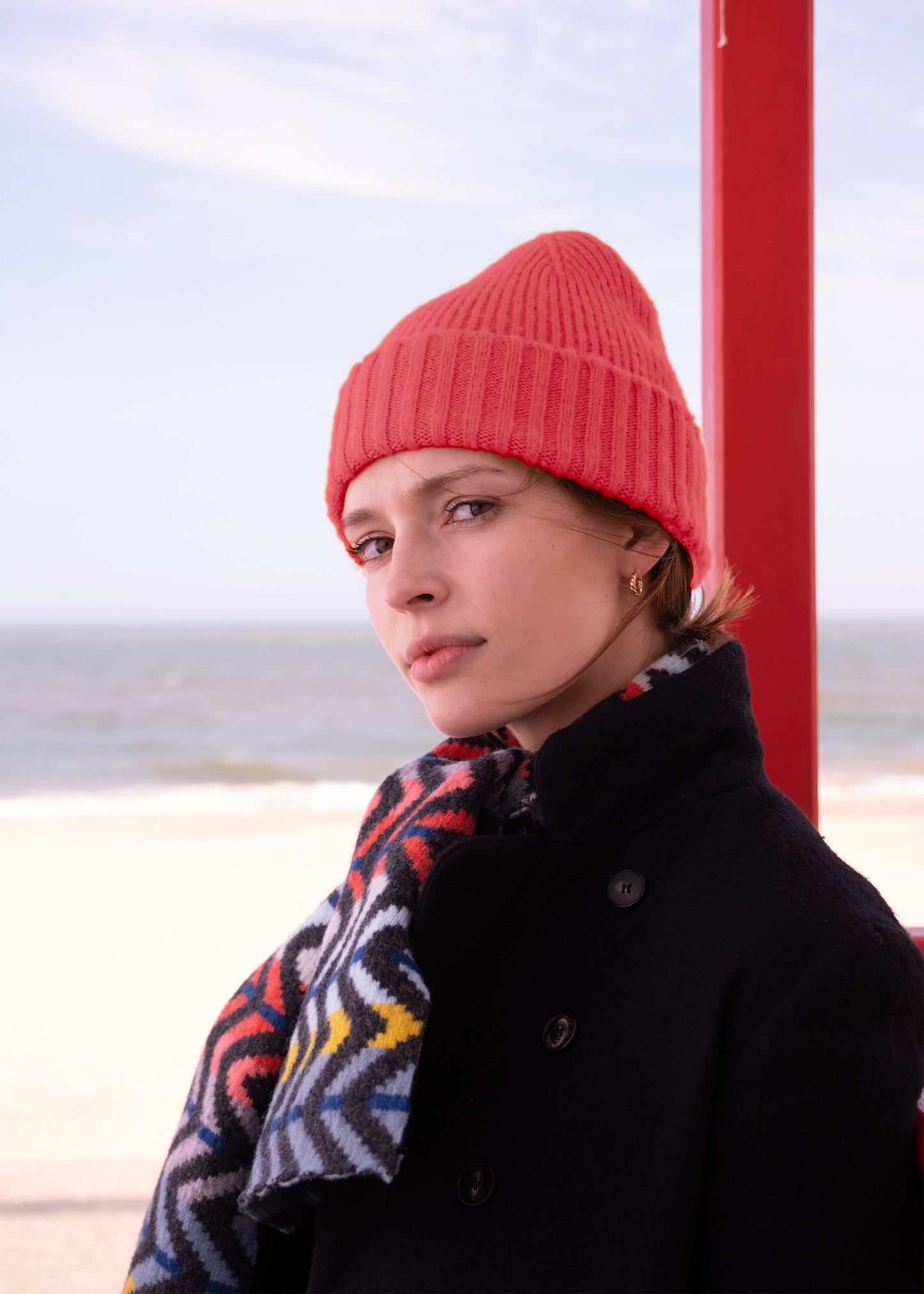 Small Zig Zag Scarf in Sea Coral
