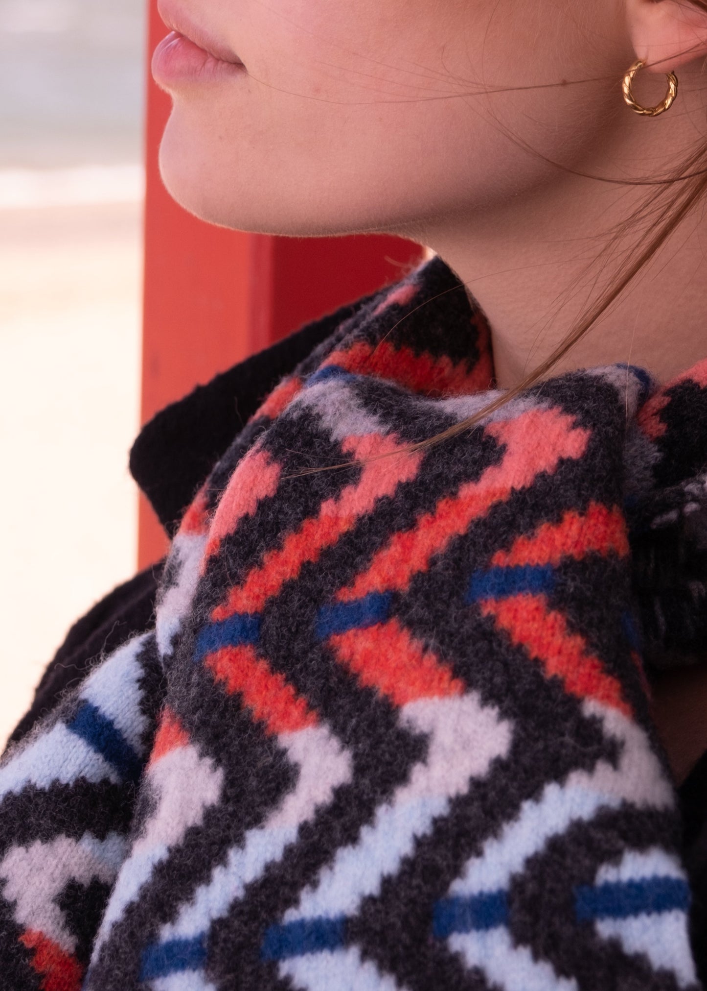Small Zig Zag Scarf in Sea Coral