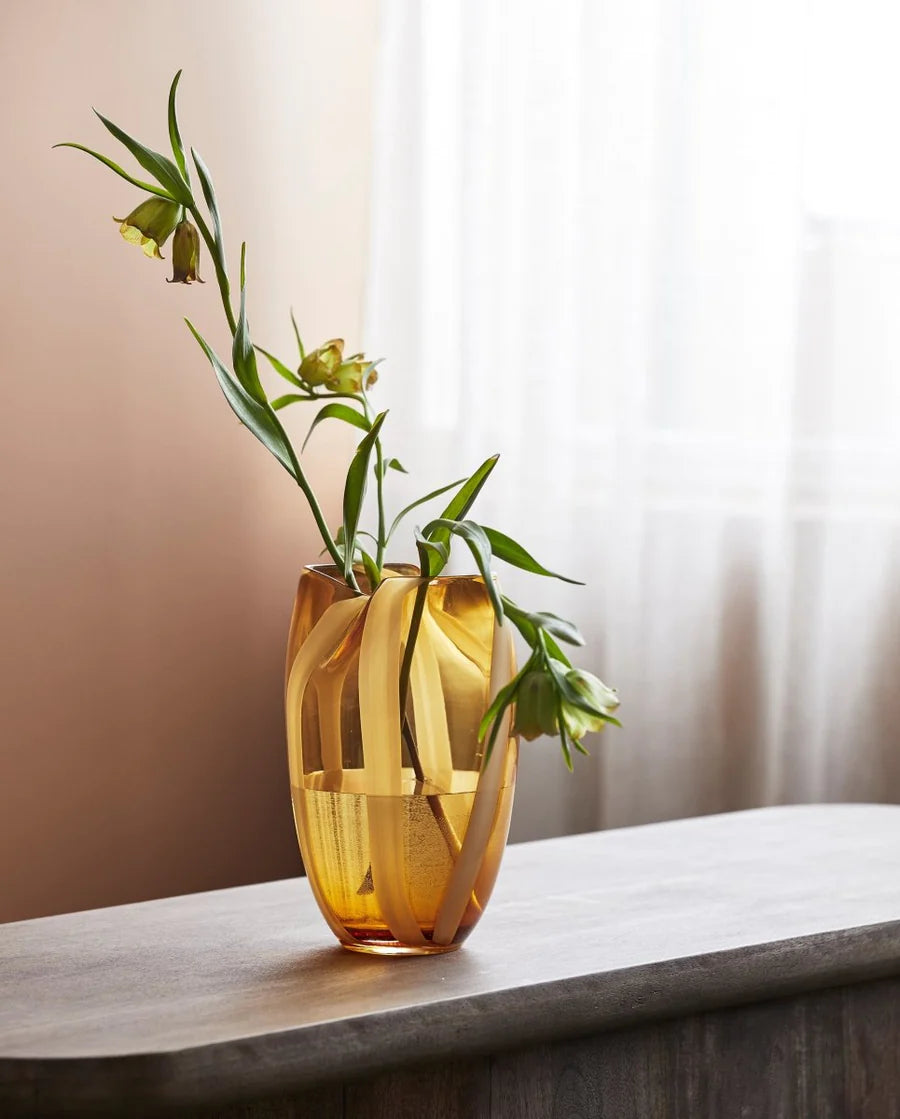 Halki Amber & White Stripe Vase
