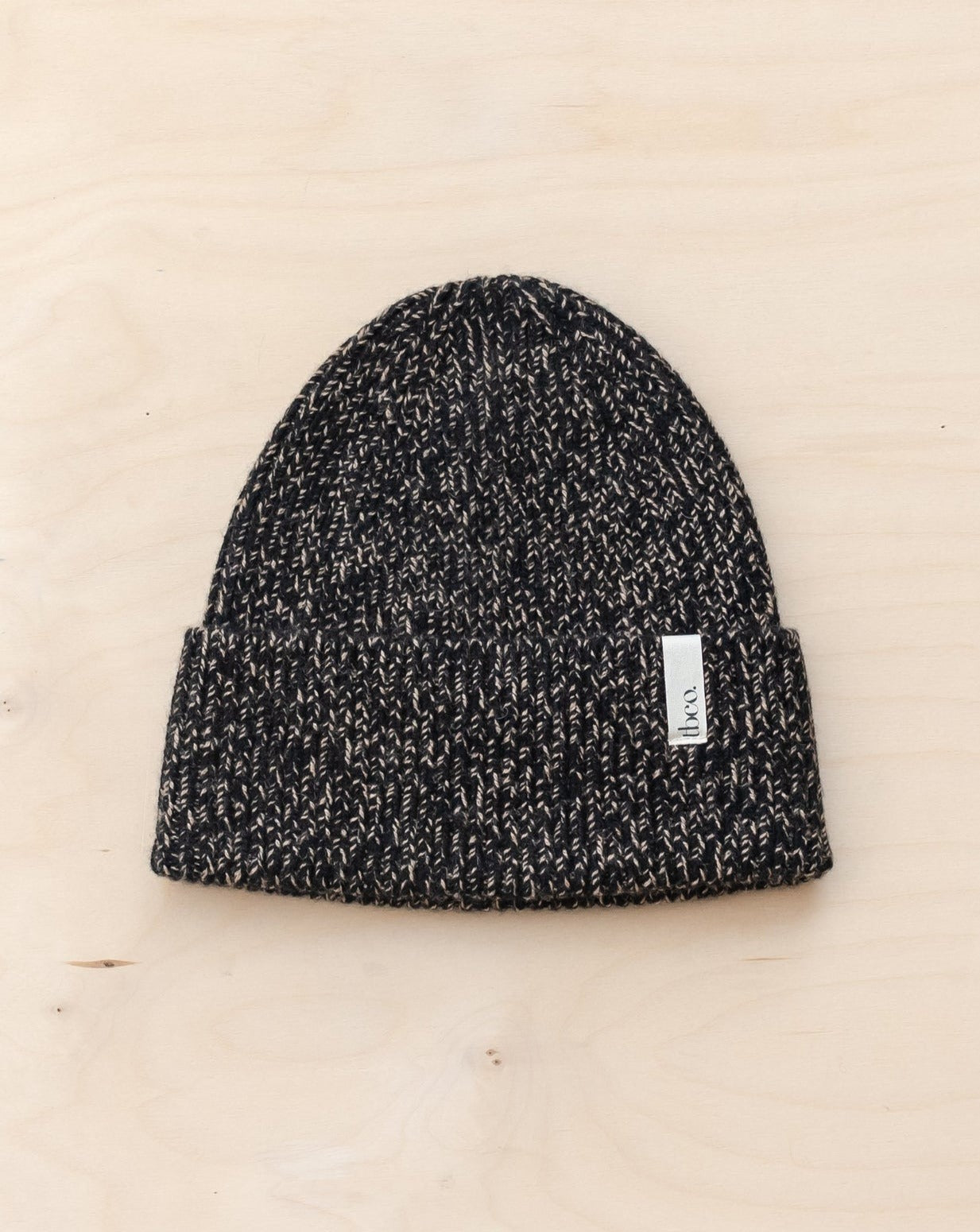 Cashmere & Merino Beanie in Black Fleck