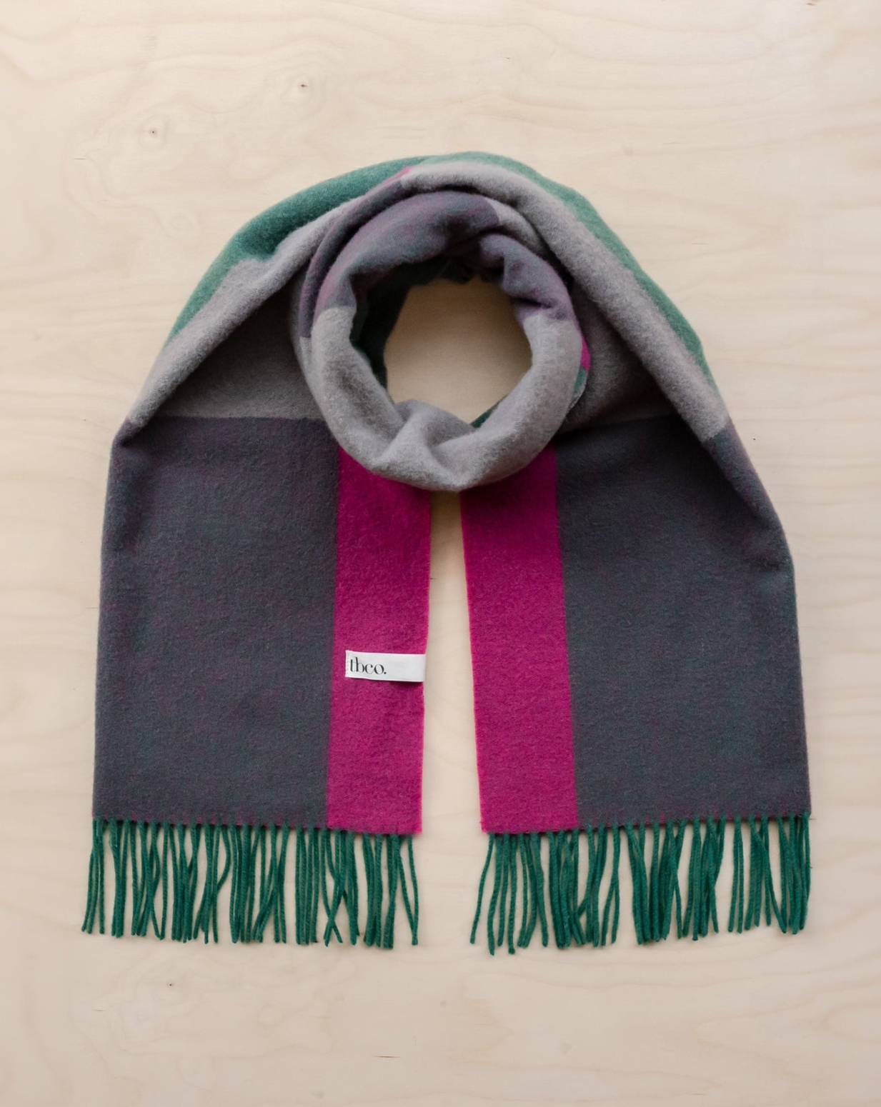 Lambswool Oversized Scarf in Block Jacquard