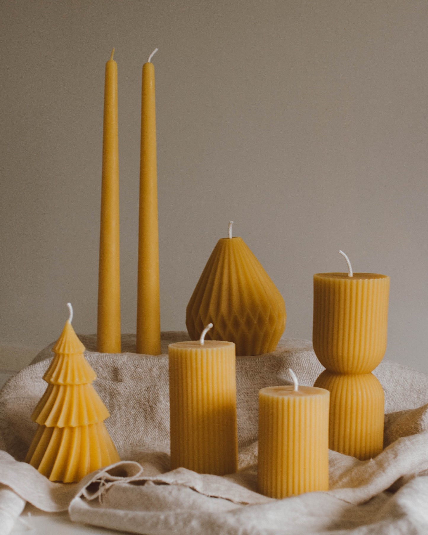 Beeswax Hourglass Pillar Candle