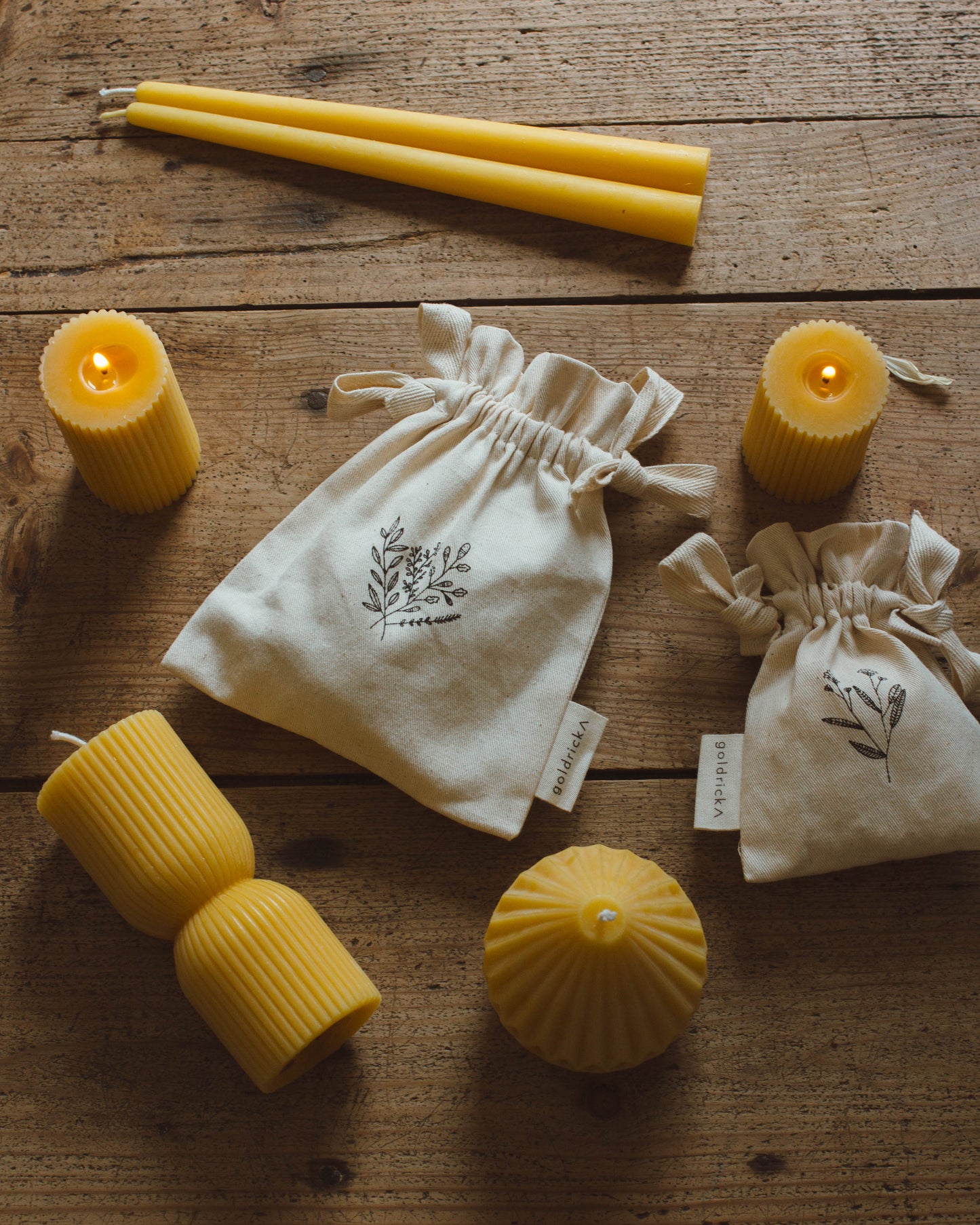 Beeswax Hourglass Pillar Candle