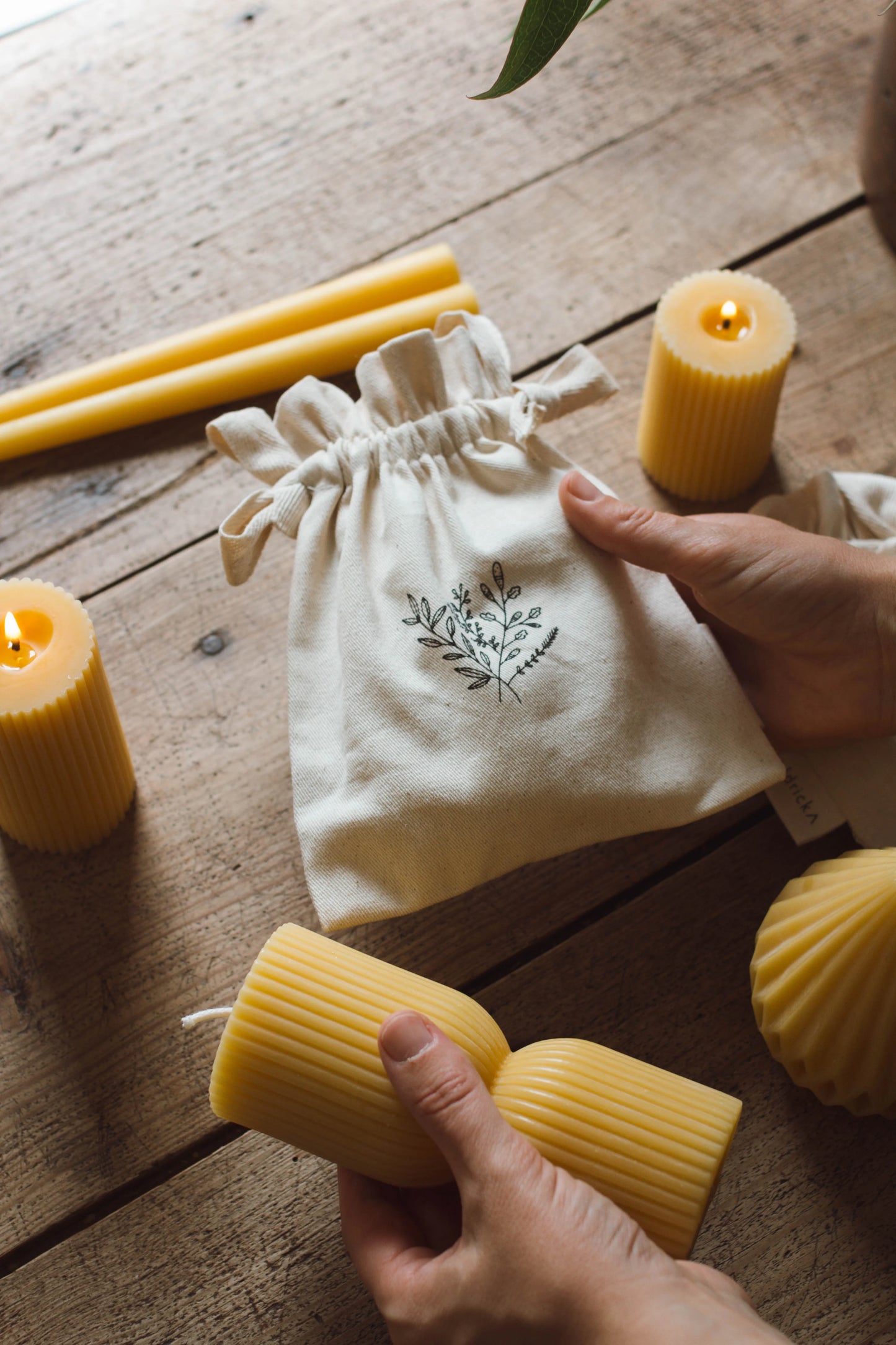 Beeswax Hourglass Pillar Candle