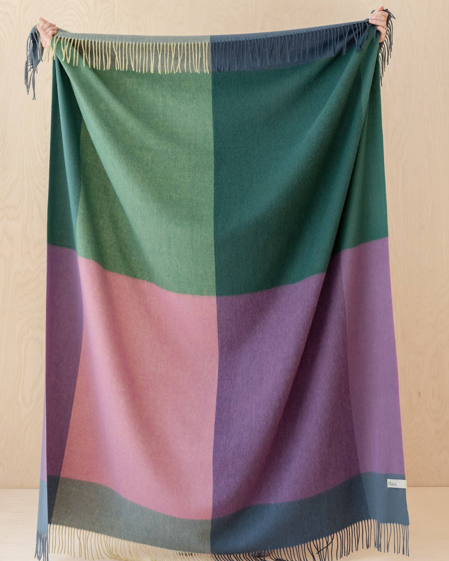 Lambswool Blanket in Teal Frame Check