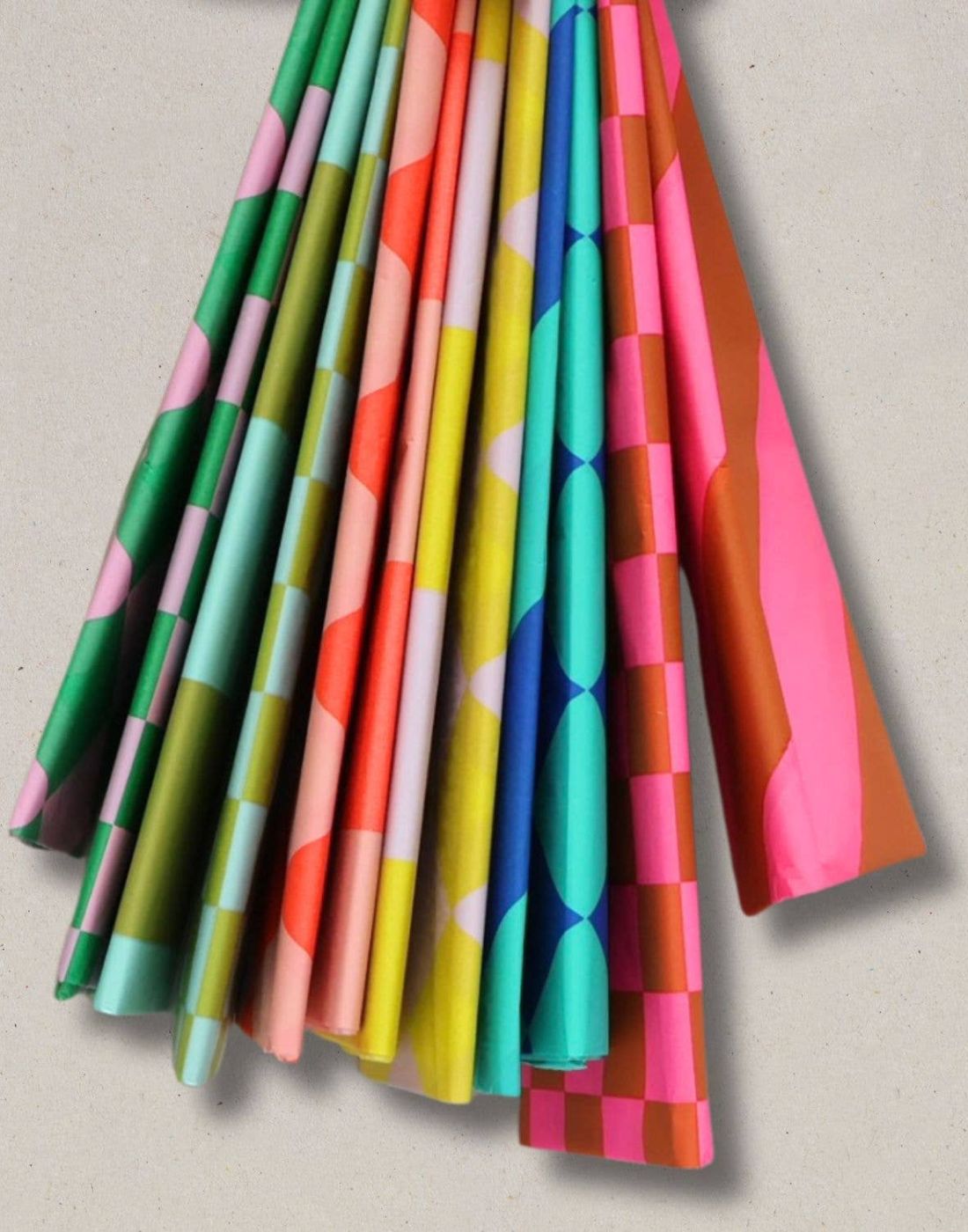 Luxury Tissue Paper | Diamond Stripe Fluoro Orange & Peach