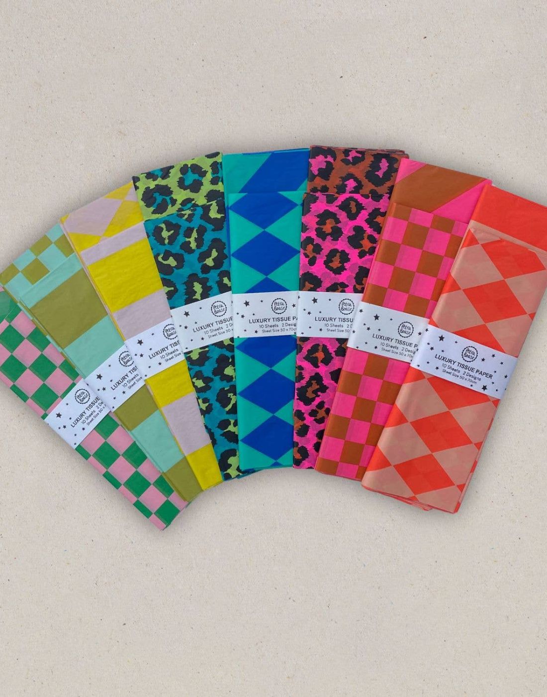 Luxury Tissue Paper | Diamond Stripe Fluoro Orange & Peach