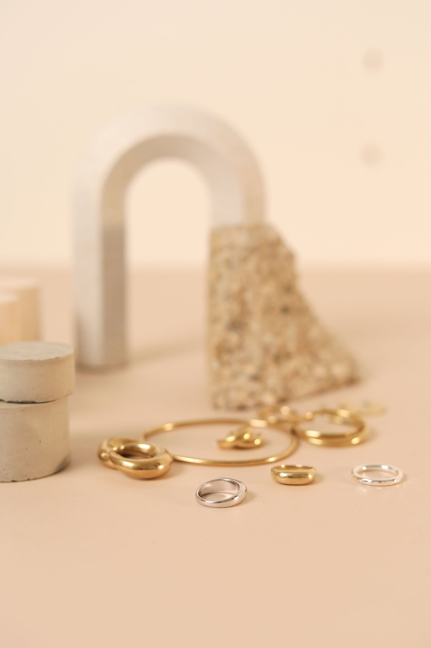 'Della' Brass and Silver Drop Hoop Earrings
