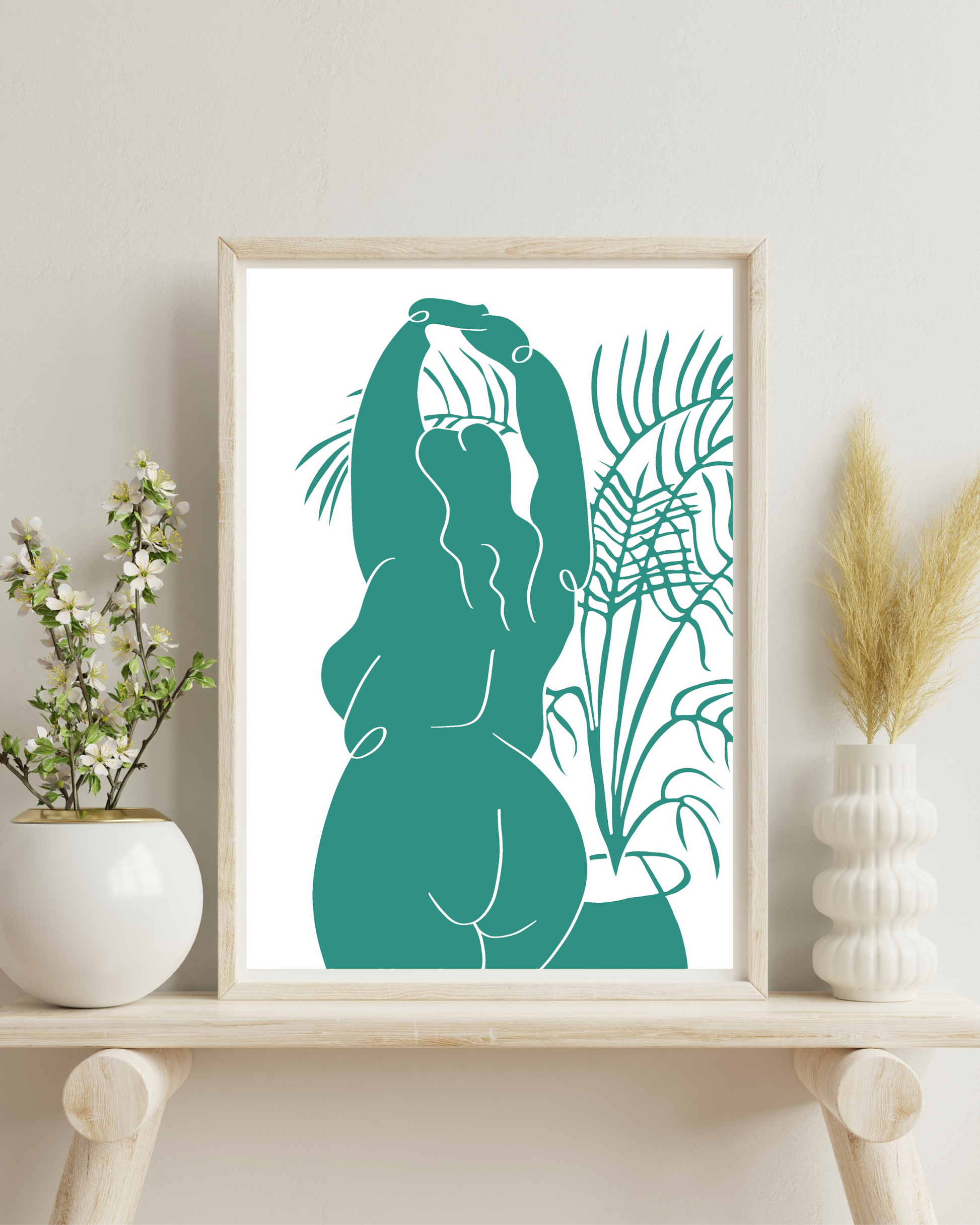 The Every Space Stretch A4 print in teal by Babes and Botanicals 