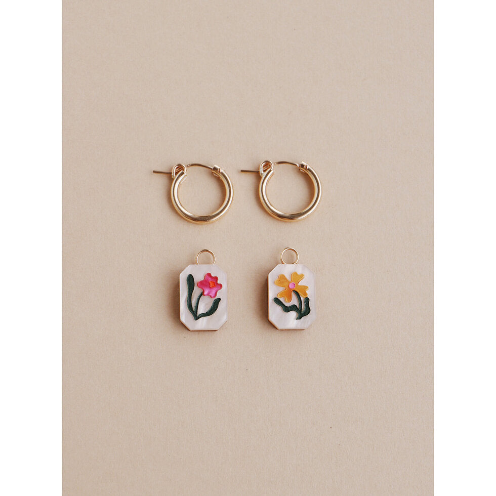 Wildflower Charm Hoops