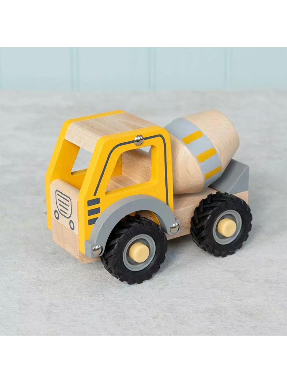 Wooden Push Along Vehicle Toy | Yellow Cement Mixer