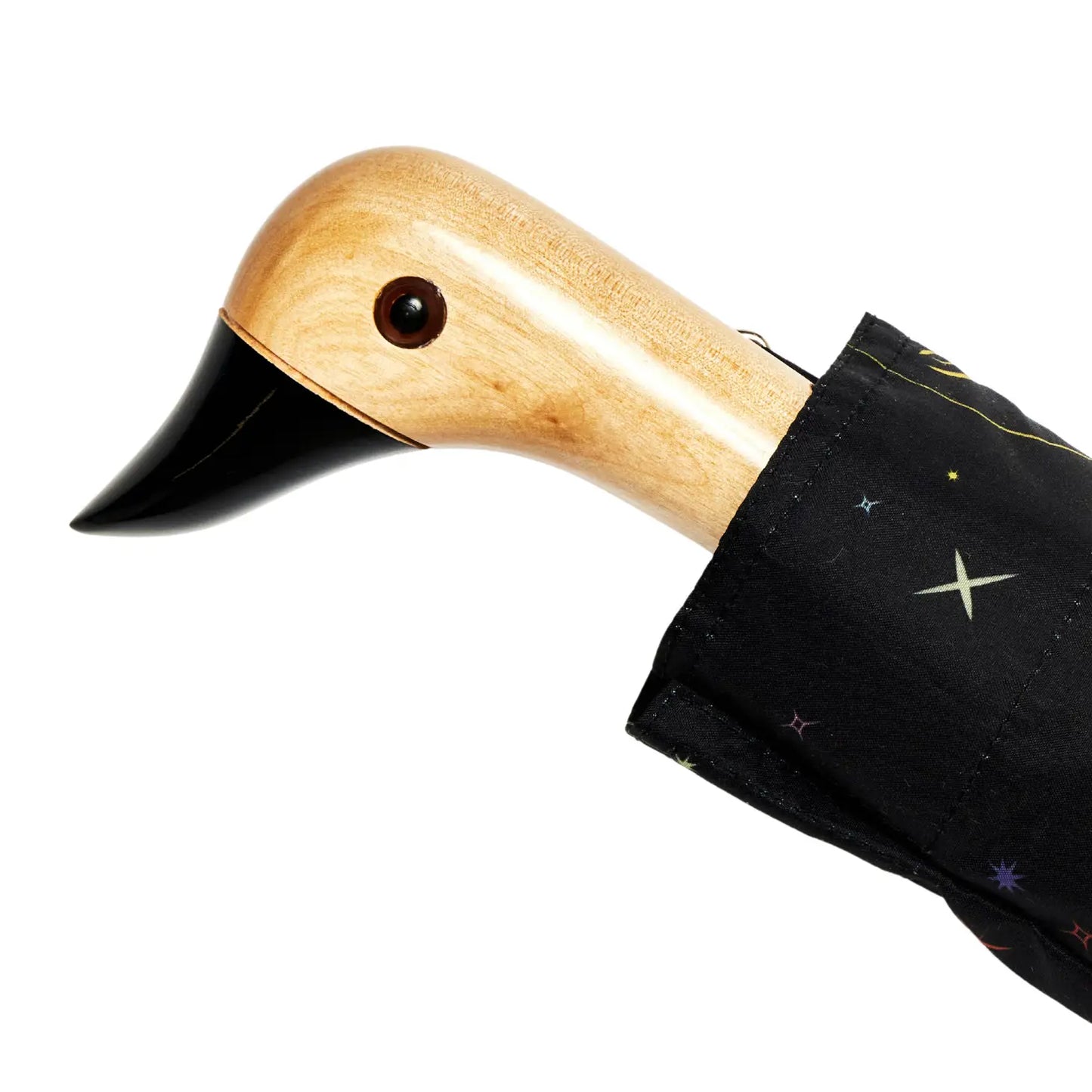 The Every Space handmade Zodiac, duck handled umbrellas, by Original Duckhead, are wind resistant with an automatic open button, and made from 100% recycled fabric and birch wood.