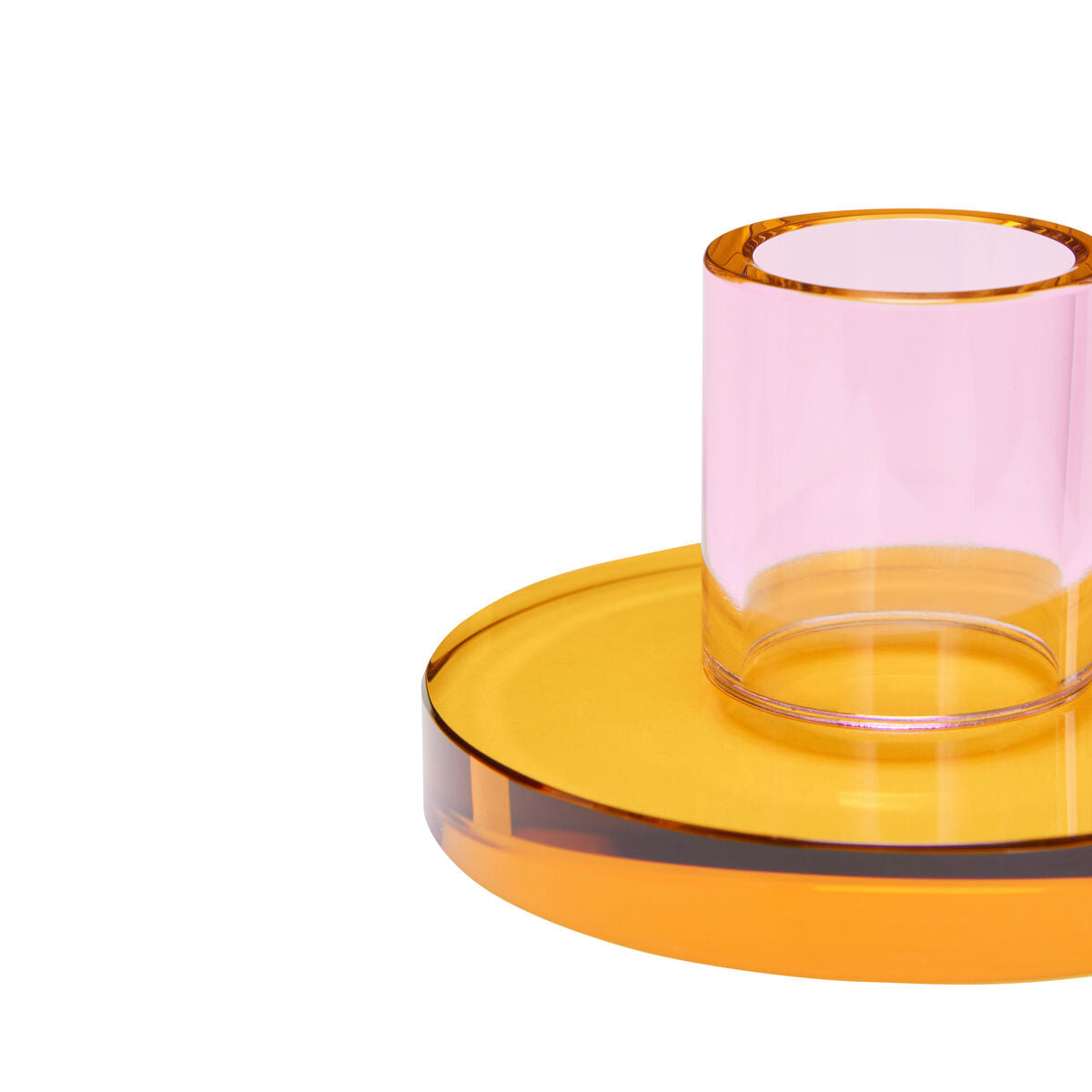 The Every Space small Astra candle holder in pink and orange crystal glass by Hübsch