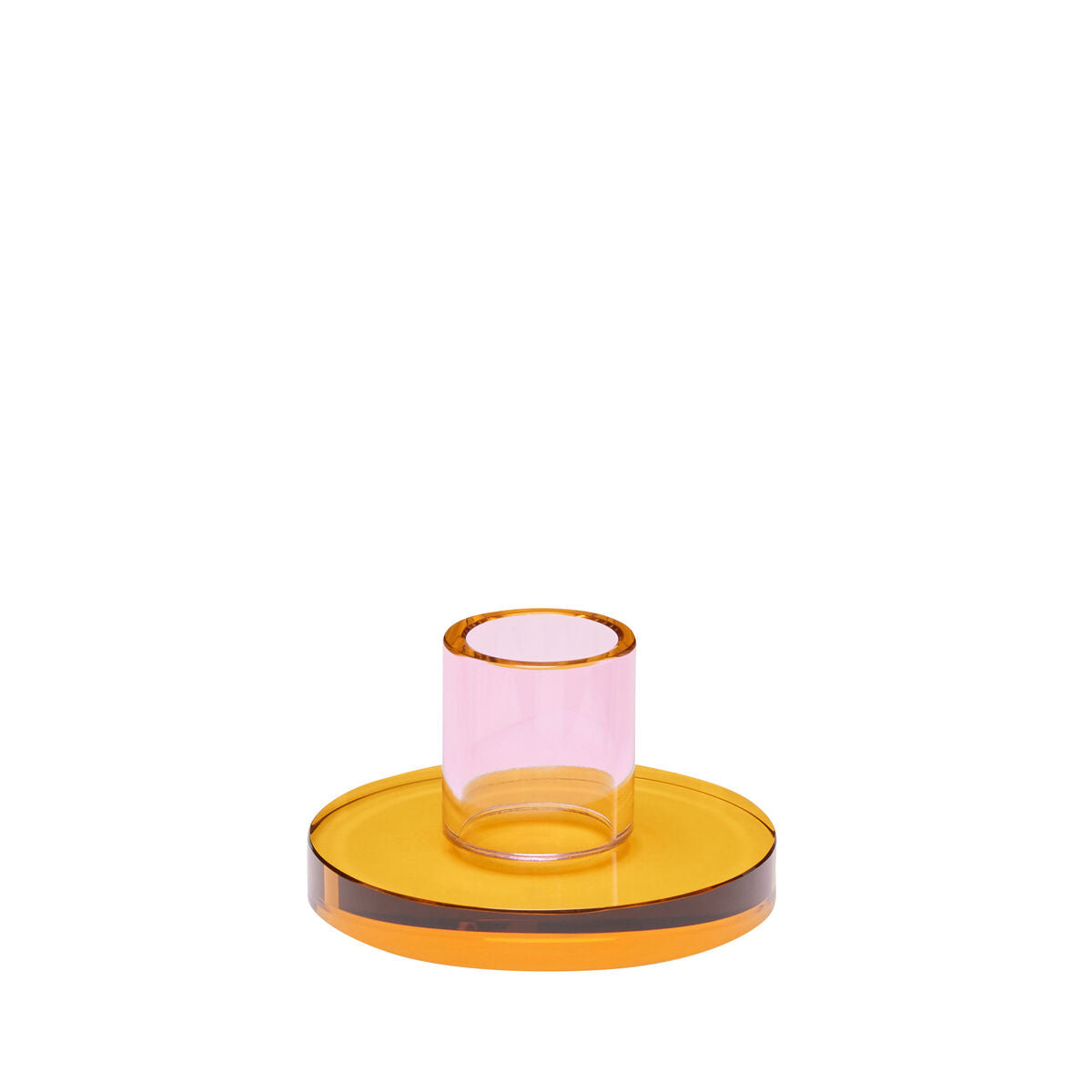 The Every Space small Astra candle holder in pink and orange crystal glass by Hübsch
