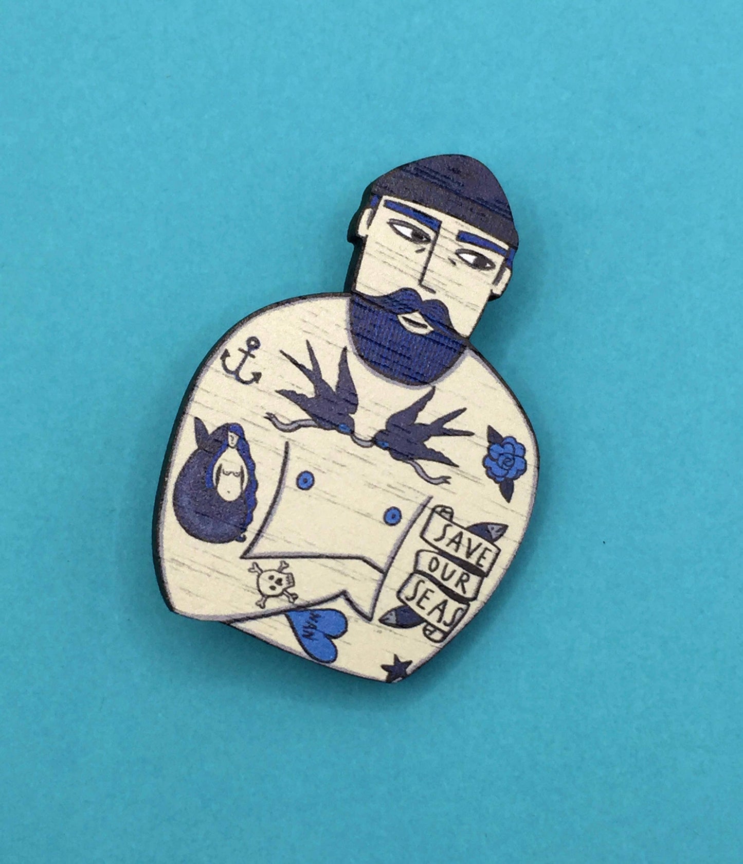 Nautical Tattooed Sailor Pin Brooch